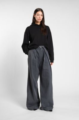 Cotton-blend hoodie with Double B monogram, Black