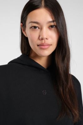Cotton-blend hoodie with Double B monogram, Black