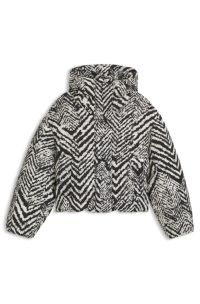 Water-repellent hooded jacket with herringbone print, Patterned