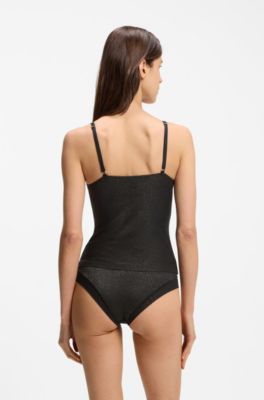 Two-piece underwear set with mesh inserts, Black