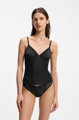 Three-pack of thongs with mesh inserts, Black