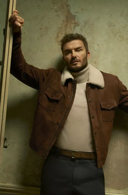 BECKHAM x BOSS leather jacket with fur collar