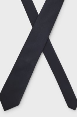 Silk-blend tie with jacquard structure, Dark Blue