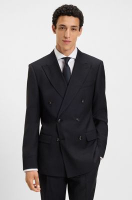 Silk-blend tie with jacquard structure, Dark Blue