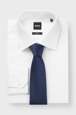 Silk-blend tie with jacquard structure, Light Blue