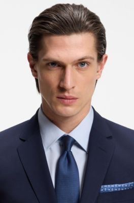 Silk-blend tie with jacquard structure, Light Blue