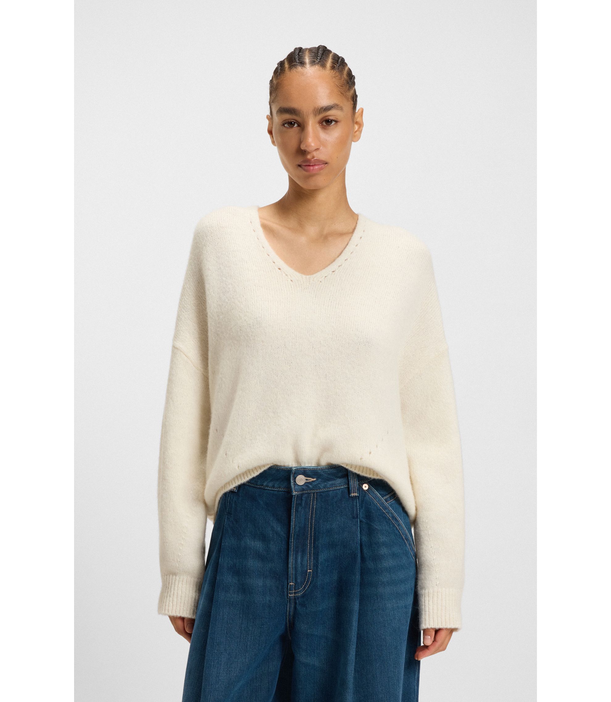 Pullover aus italienischem Garn mit V-Ausschnitt