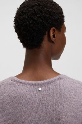 Pull en fil italien &agrave; col V, Violet clair