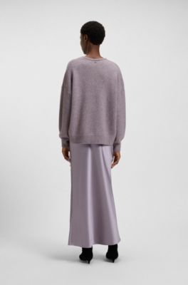 Pull en fil italien &agrave; col V, Violet clair