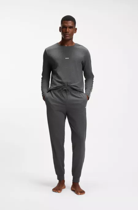 Haut de pyjama en coton avec détails à rayures sur les manches