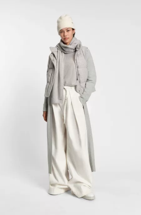 Longline belted cardigan in melange cashmere