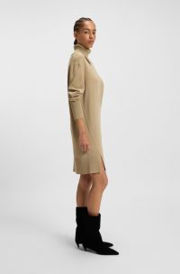 Split-rollneck sweater dress in a wool blend, Brown
