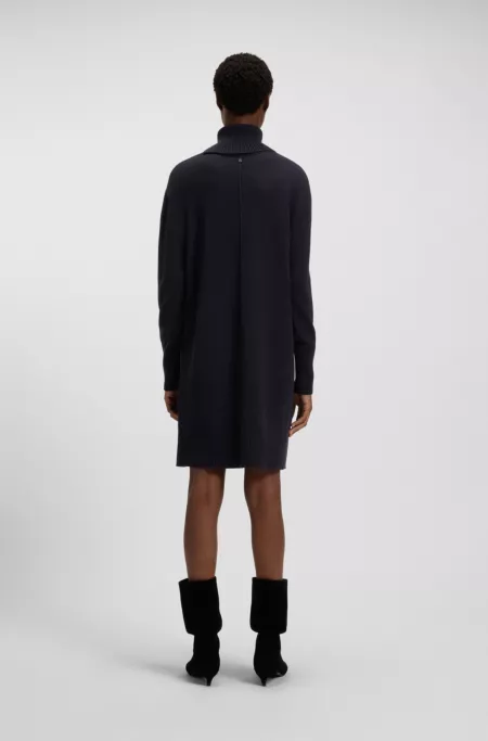Split-rollneck sweater dress in a wool blend