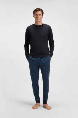 모노그램 및 로고 코튼 파자마 세트, 다크 블루