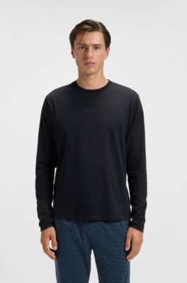 Cotton pyjama set with monograms and logos, Dark Blue