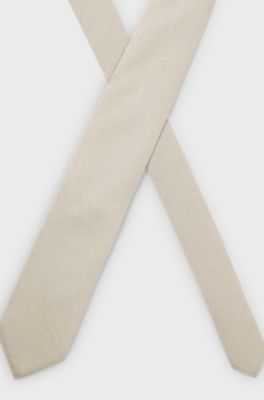 Silk-blend tie with herringbone pattern, White