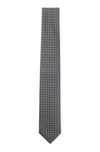 Patterned tie in pure silk, Dark Grey