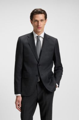 Patterned tie in pure silk, Dark Grey