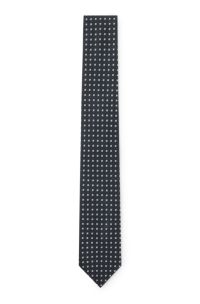 Patterned tie in pure silk, Dark Blue