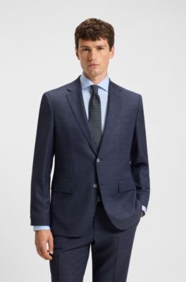 Patterned tie in pure silk, Dark Blue