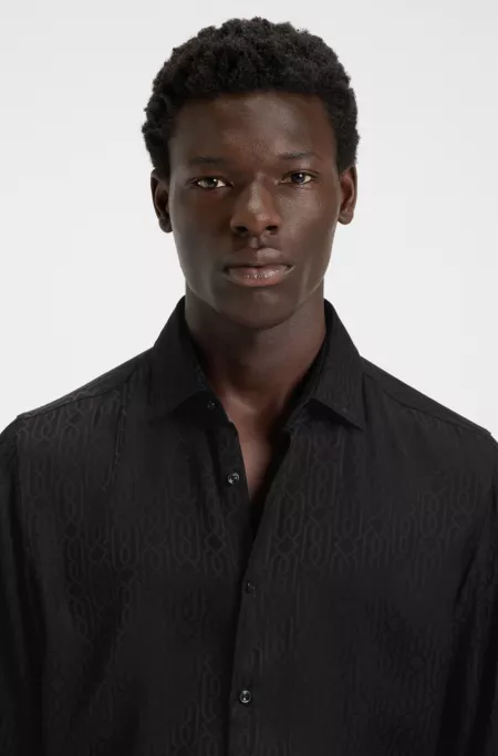 Slim-fit shirt with jacquard pattern