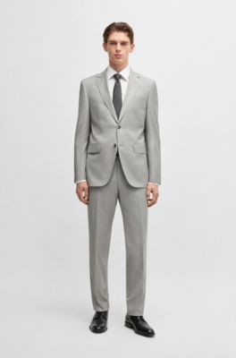 BOSS - Two-piece regular-fit suit in a wool blend - Silver