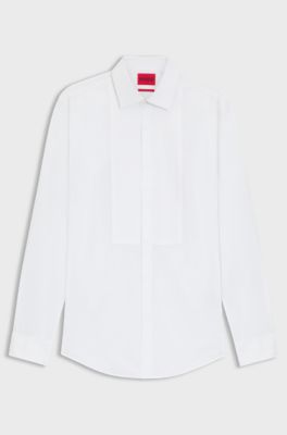 Slim-fit evening shirt in easy-iron cotton poplin, White