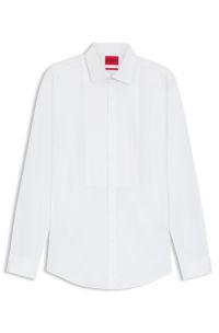 Slim-fit evening shirt in easy-iron cotton poplin, White