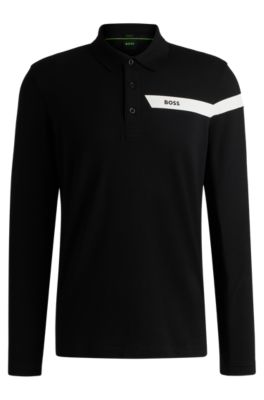 Boss Polo Shirt Hugo Boss Pleesy Plisy Modern Fit Long Sleeve Grey