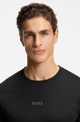 Cotton pyjama set with monogram waistband, Black