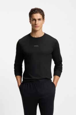 Cotton pyjama set with monogram waistband, Black