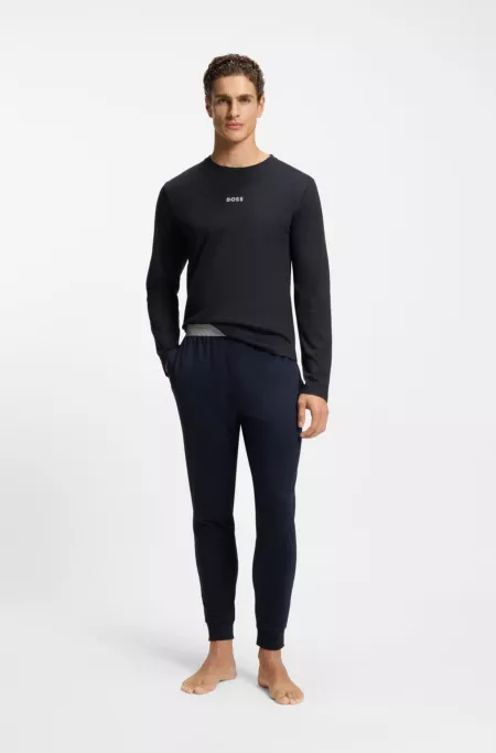 Cotton pyjama set with monogram waistband