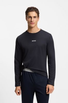 Cotton pyjama set with monogram waistband, Dark Blue