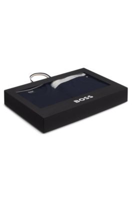 Cotton pyjama set with monogram waistband, Dark Blue