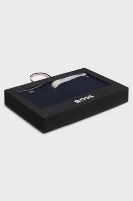 Cotton pyjama set with monogram waistband, Dark Blue