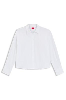 Chemisier Regular en popeline de coton, Blanc