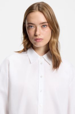 Regular-fit blouse in cotton poplin, White