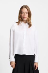 Regular-Fit Bluse aus Baumwoll-Popeline, Weiß