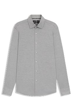 Slim-fit shirt in brushed performance-stretch flannel