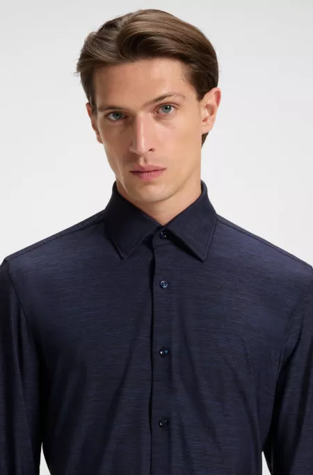 Chemise Slim en flanelle stretch brossée et performante