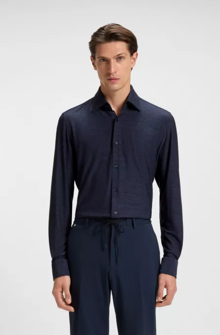 Chemise Slim en flanelle stretch brossée et performante
