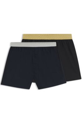 Two-pack of cotton-poplin pyjama shorts, Black  /  Blue