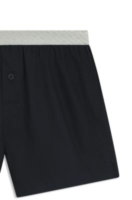 Two-pack of cotton-poplin pyjama shorts, Black  /  Blue