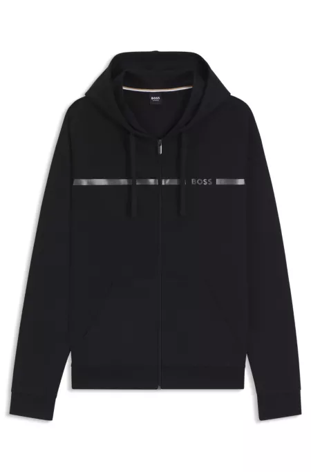 Cotton-terry jacket with logo and stripe