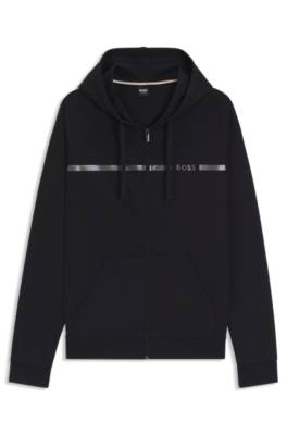 Cotton-terry jacket with logo and stripe 1
