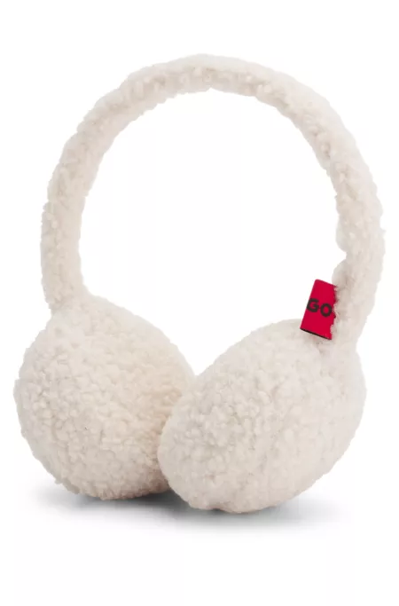 Teddy ear muffs with stacked-logo embroidery