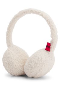 Teddy oorwarmers met tweedelig logostiksel, Naturel