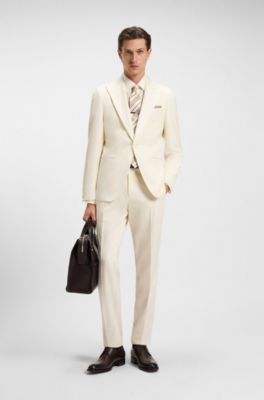 Slim-fit tuxedo jacket in a silk blend, White