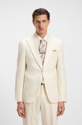 Slim-fit tuxedo jacket in a silk blend, White