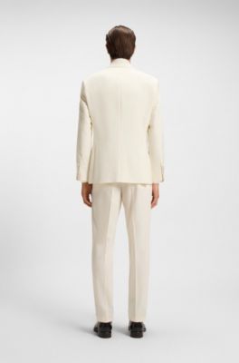 Slim-fit tuxedo jacket in a silk blend, White